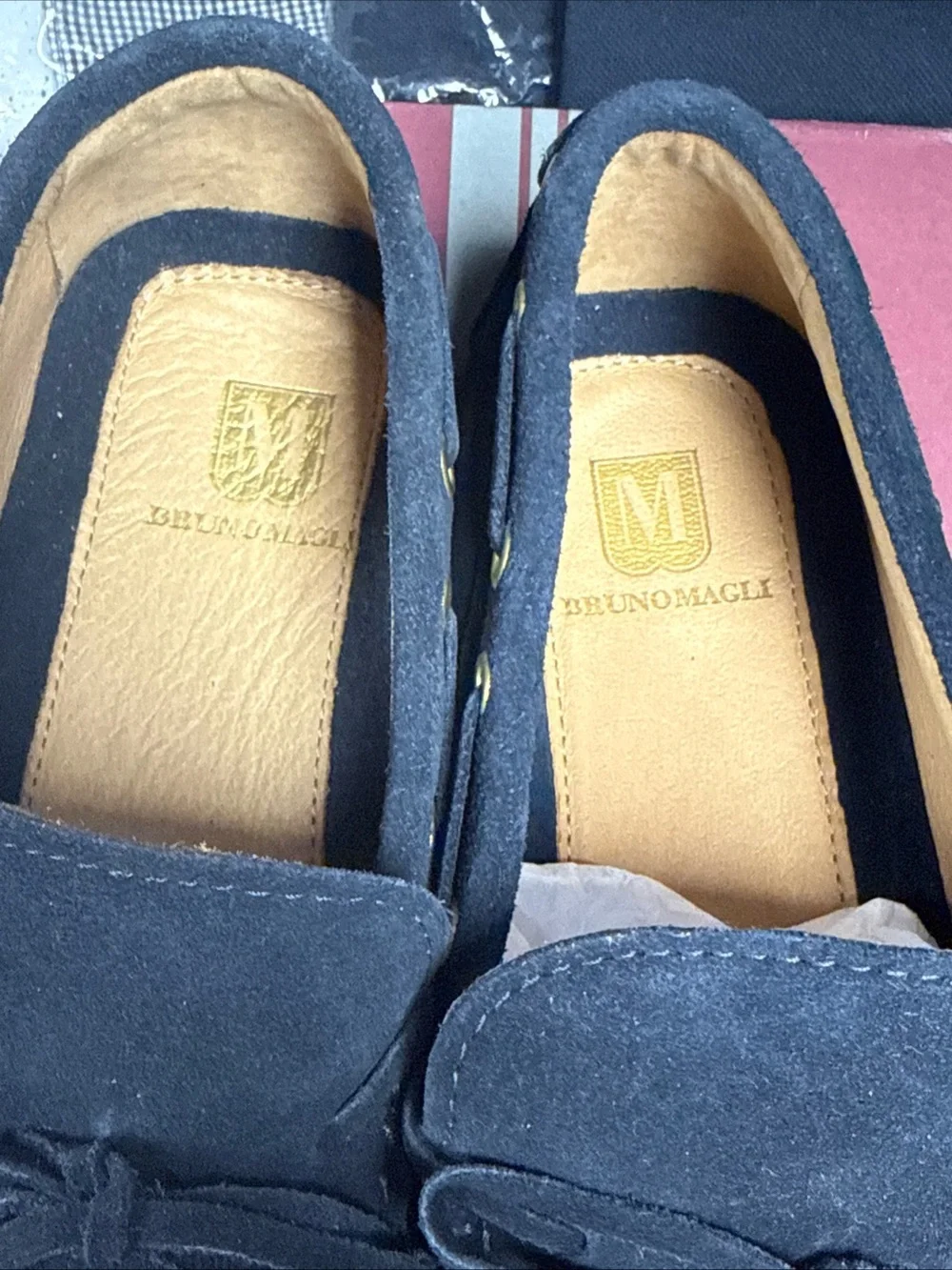 Bruno Magli Black Suede Moc Toe Driving Loafers